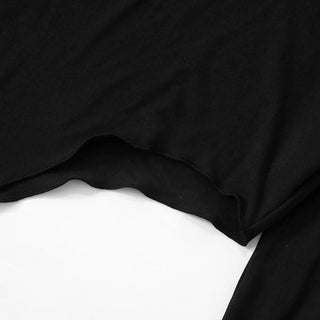 High neck long sleeve irregular solid top