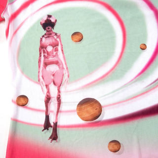 Square neck long sleeve cross back self tie print top