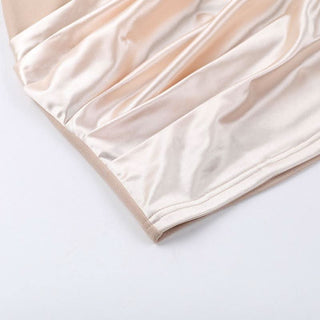 Ruched satin irregular tube mini dress