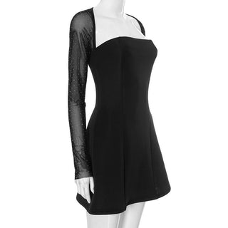 Square neck shrug pleated mini dress