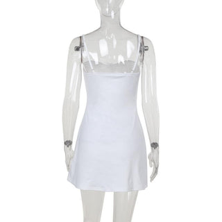 Sweetheart neck flower embroidery stitch cami mini dress