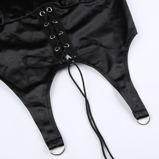 Lace up square neck mesh long sleeve crop top