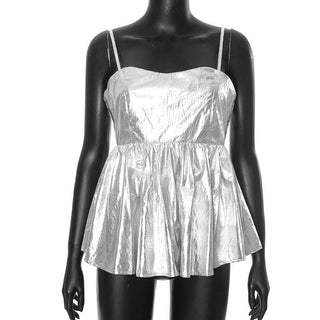 Ruched metallic sweetheart neck cami top