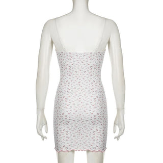 Textured print flower applique ruffle cami mini dress
