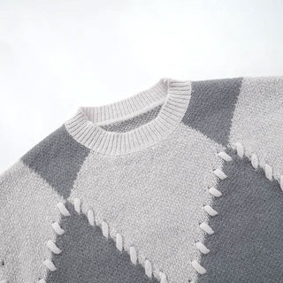 Long sleeve knitted crewneck contrast top