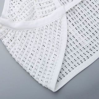 Halter hollow out slit self tie irregular cut out midi skirt set