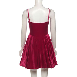 V neck velvet mesh cami mini dress