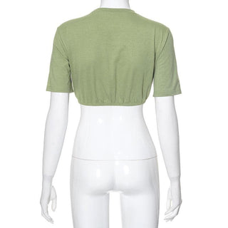 Short sleeve crewneck pocket crop top