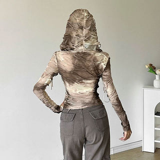 Hoodie long sleeve tie dye top