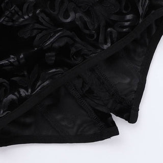 Halter button hollow out backless print cut out top