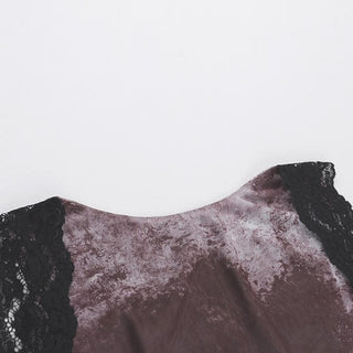 Lace hem tie dye backless contrast top