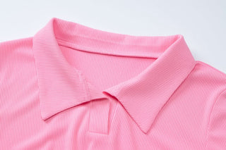 Turnover collar long sleeve solid mini dress