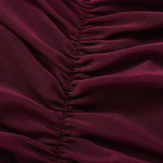 Ruched mesh long sleeve v neck solid top