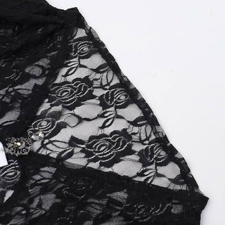 Long flared sleeve lace rhinestone applique shrug