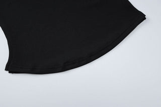 Halter one shoulder long sleeve beaded solid top