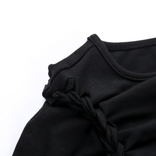 Short sleeve crewneck beaded hollow out cut out top