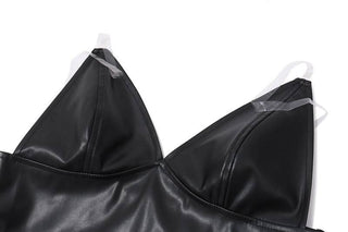 PU leather v neck cami top