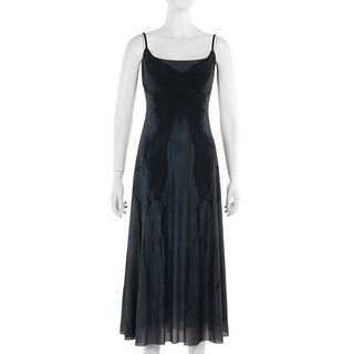 U neck butterfly print mesh cami maxi dress