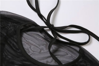 Crewneck hollow out mesh medium rise pant set