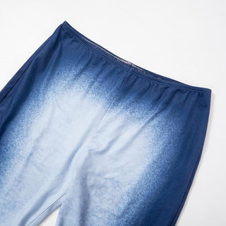 Long sleeve gradient crewneck ruffle pant set