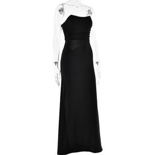Ruched lace up backless hollow out tube cut out maxi dress