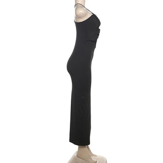 Hollow out cross front backless cami cut out maxi dress