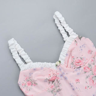 Sweetheart neck flower print cami mini dress