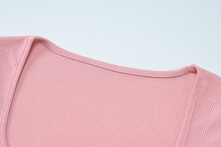 Short sleeve u neck ribbed solid pant set