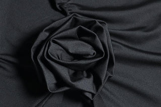 U neck flower applique ruffle ruched tank midi dress