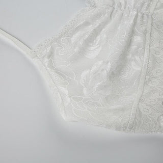 Halter lace ruched solid knotted top