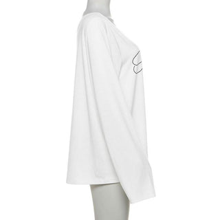 One shoulder long sleeve "33" print top