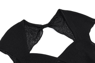 V neck hollow out knotted short sleeve low cut backless crop cut out top