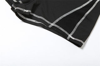 High neck stitch zip-up tank romper