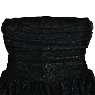 Ruched backless glitter mesh tube mini dress