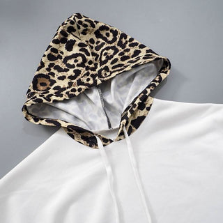 Hoodie long sleeve leopard print pocket top
