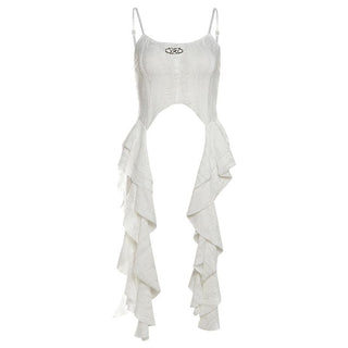 U neck textured metal applique crop top