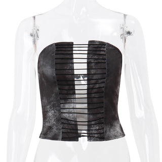 Tie dye hollow out tube crop cut out top