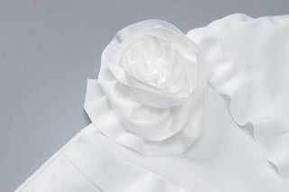 Ruffle flower applique tube mini dress