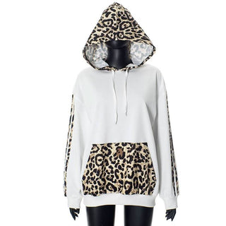 Hoodie long sleeve leopard print pocket top