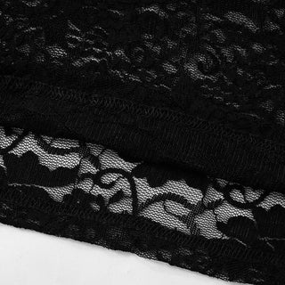 Long sleeve crewneck lace see through solid top