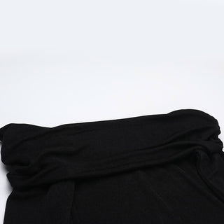 Off shoulder long sleeve high slit o ring maxi dress