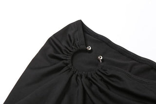 Long sleeve crewneck o ring slit solid maxi skirt set