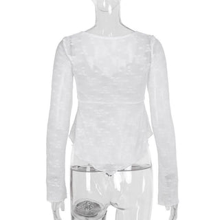 Long sleeve knotted flower pattern top