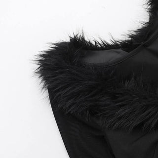 V neck long sleeve fluffy button top