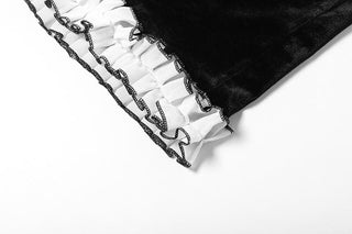 Ruffle velvet stitch ruched backless contrast tube mini dress
