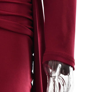 One shoulder long sleeve ruched slit maxi dress