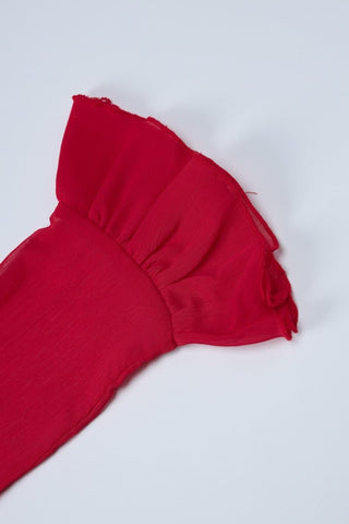 Long flared sleeve chiffon ruffle top