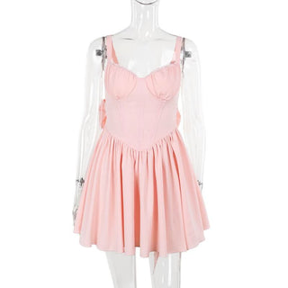 Bowknot v neck smocked ruched cami mini dress