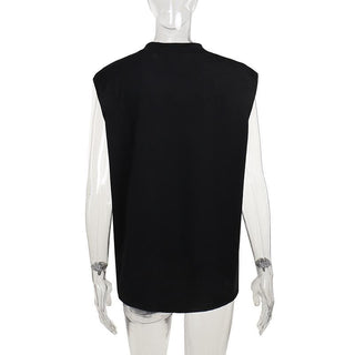 Sleeveless crewneck print top