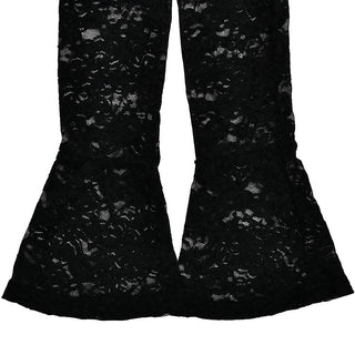 Long flared sleeve square neck lace self tie top